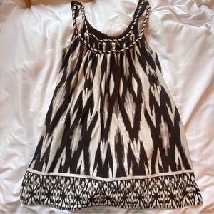 Brown and White Y2K Scoop Neck Tank